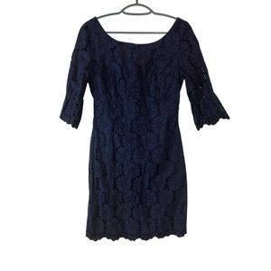 Lilly Pulitzer Navy Lace Scoop-Neck Mini Dress Size 4